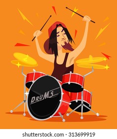 Vector drummer flat illustration