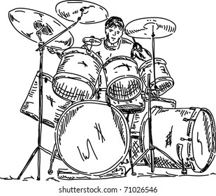 vector - drummer playing isolated on background