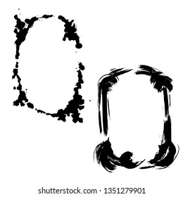 Vector Dry brush frames. Hand drawn artistic frames. Grunge brush stroke frame for text, quote, advertising design. Black and white engraved ink art. Frame border ornament square.