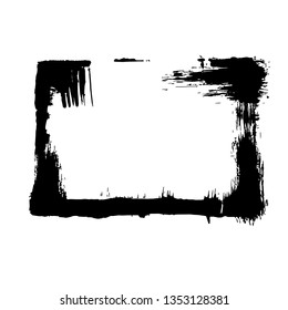 Vector Dry brush frames. Hand drawn artistic frames. Grunge brush stroke frame for text, quote, advertising design. Black and white engraved ink art. Frame border ornament square.