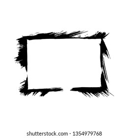 Vector Dry brush frames. Hand drawn artistic frames. Grunge brush stroke frame for text, quote, advertising design. Black and white engraved ink art. Frame border ornament square.