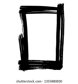 Vector Dry brush frames. Hand drawn artistic frames. Grunge brush stroke frame for text, quote, advertising design. Black and white engraved ink art. Frame border ornament square.