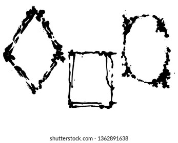 Vector Dry brush frames. Hand drawn artistic frames. Grunge brush stroke frame for text, quote, advertising design. Black and white engraved ink art. Frame border ornament square.