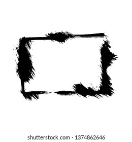 Vector Dry brush frames. Hand drawn artistic frames. Grunge brush stroke frame for text, quote, advertising design. Black and white engraved ink art. Frame border ornament square.