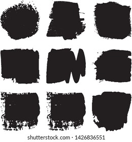 Vector dry brush stroke grunge. Black isolated on white spots. Modern distressed banner texture