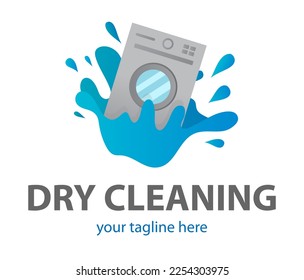 Vector Dry cleaning creative sign or logo. Laundry room emblem. Wash clothes icon.