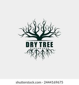 Vector dry tree logo, nature logo symbol, forest tree logo design vector