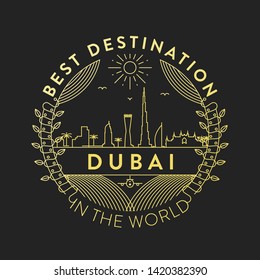 Vector Dubai City Badge, Linear Style