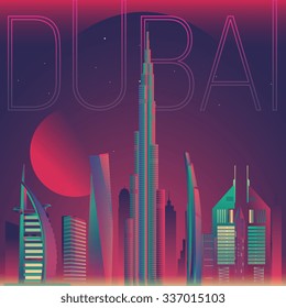 vector dubai city night view
