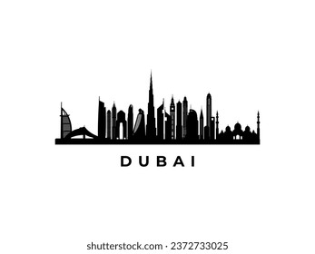 Vector Dubai skyline. Travel Dubai famous landmarks. Business and tourism concept for presentation, banner, web site.