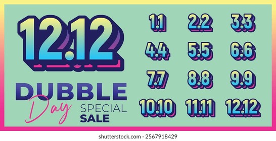 Vector dubble day, Big sale banner template design. Vector illustration.