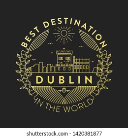 Vector Dublin City Badge, Linear Style