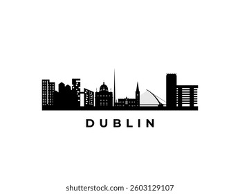Vector Dublin skyline. Travel Dublin famous landmarks. Business and tourism concept for presentation, banner, web site.