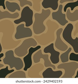 Camouflage background. Green, brown, black, olive colors forest texture.  Trendy style camo. Print. Military Theme. Vector illustration. Stock Vector
