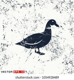 vector duck silhouette on grunge background