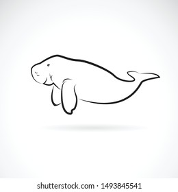 Vector of dugong design on white background. Wild Animals. Easy editable layered vector illustration.