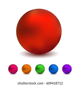Vector dull glass balls, realistic vector colorful spheres