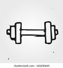 Vector dumbbell, hand drawn sports equipment