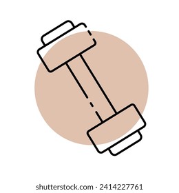 Vector dumbbell icon on the background of a beige circle