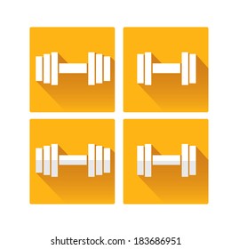 vector dumbbell icon. vector orange gym icon. symbol of sport and fitness. sport lifestyle vector image