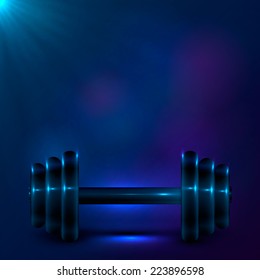 Vector dumbbell night dark blue background