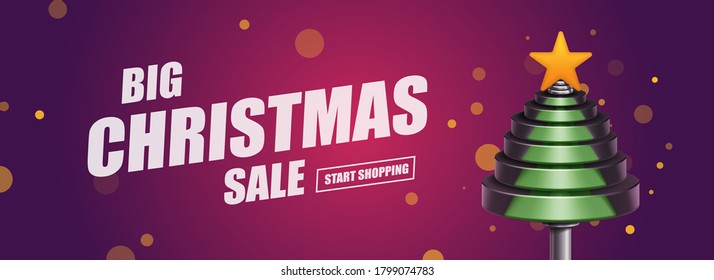 Vector dumbbell weights in fir tree shape. Christmas and New Year Sport background concept.