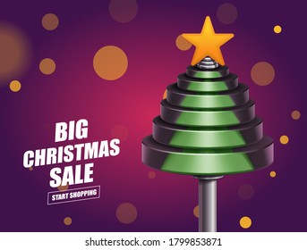 Vector dumbbell weights in fir tree shape. Christmas and New Year Sport background concept.