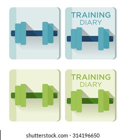 Videocampanas vectoriales y texto del diario de formación para el icono de aplicación 