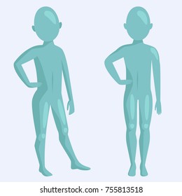 Vector dummy mannequin model. Different poses colors male and female icons. Beautiful attractive sculpture plastic figure silhouette.