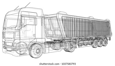 Vector dump truck. Tipper lorry on transparent background. racing illustration of 3d. EPS 10 vector format