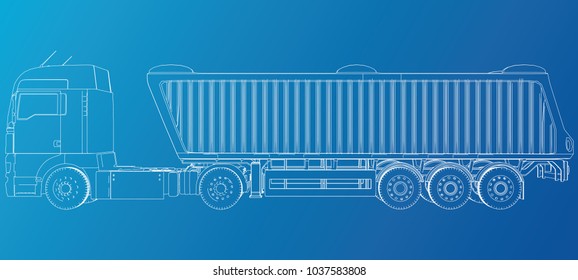 Vector dump truck. Tipper lorry on transparent background. racing illustration of 3d. EPS 10 vector format