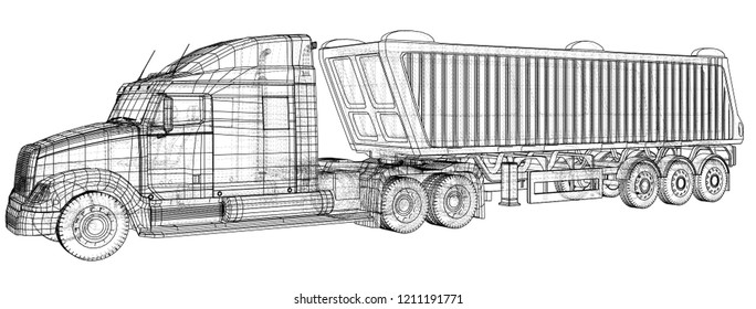 Vector dump truck. Tipper lorry on transparent background. racing illustration of 3d. EPS 10 vector format.