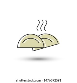 Vector dumpling icon. Hot food symbol. For design, web site design, logo, app, UI/UX