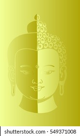 Vector duo gold buddha head. Vector illustration colorful