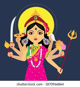 Vector of Durga hinduism and india goddess.