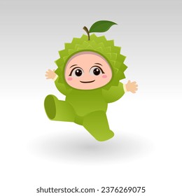 
Vector Durian fruit kawaii cartoon character vector funny Durian fruit kawaii illustration
