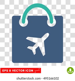 Vector Duty Free Shopping EPS vector icon. Illustration style is flat iconic bicolor cobalt and cyan symbol on a transparent background.