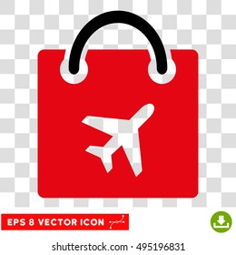 Vector Duty Free Shopping EPS vector icon. Illustration style is flat iconic bicolor intensive red and black symbol on a transparent background.