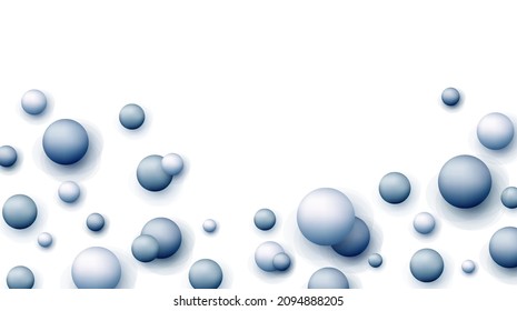 Vector dynamic background with colorful realistic 3d balls. Round sphere in pearls pastel colors on backdrop. Powder balls, foundation, powder, blush, meteorites.