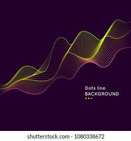 Vector dynamic background with waves of dots and lines. Bright illustration for design