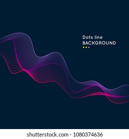 Vector dynamic background with waves of dots and lines. Bright illustration for design