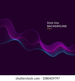 Vector dynamic background with waves of dots and lines. Bright illustration for design