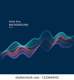 Vector dynamic background with waves of dots and lines. Bright illustration for design
