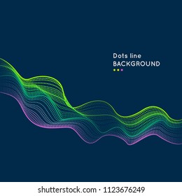 Vector dynamic background with waves of dots and lines. Bright illustration for design