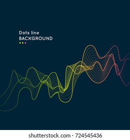 Vector dynamic background with waves of dots and lines. Bright illustration for design