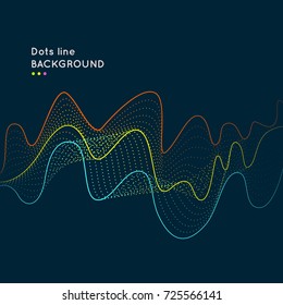 Vector dynamic background with waves of dots and lines. Bright illustration for design