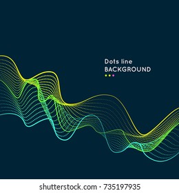 Vector dynamic background with waves of dots and lines. Bright illustration for design