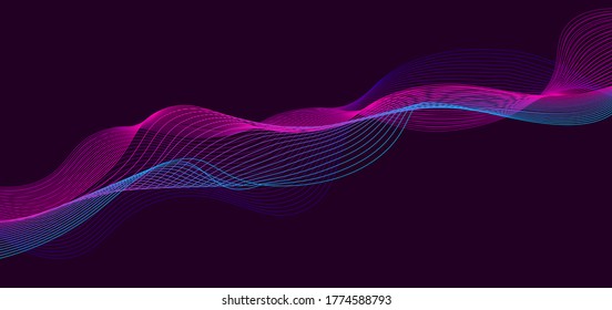 Vector dynamic background with waves lines. Bright illustration for design.Bright poster with dynamic waves. Vector illustration minimal flat style.
