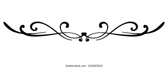 vector dynamic curling symmetrical monogram, divider for text drawn with a caligraphic line