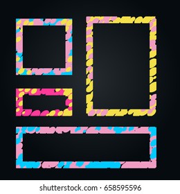 Vector dynamic frame on a black background. Element for design business cards, invitations, gift cards, flyers and brochures